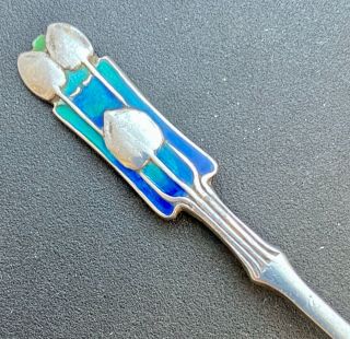 Fine Rare Liberty & Co Cymric Silver & Enamel Pastry Fork By Archibald Knox