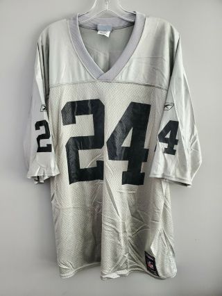 Rare Vintage Reebok Nfl Oakland Raiders Charles Woodson 24 Silver Jersey Mens Xl