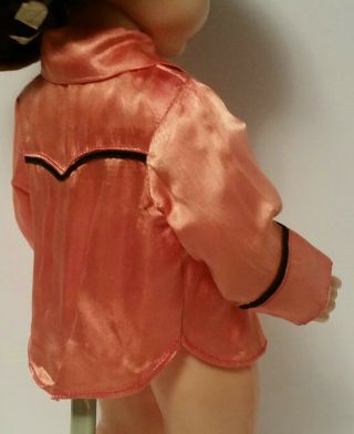 Vintage TERRI LEE Doll Clothes WESTERN SHIRT Pink Satin Blk piping pearly snaps 2