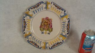 Antique 19c French Majolica Glazed Pottery Coat Of Arms Plate
