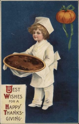 Children Best Wishes For A Happy Thanksgiving Antique Postcard Vintage Post Card
