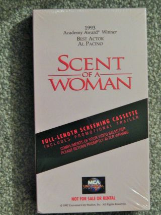 Scent Of A Woman (vhs 1990s) Rare Screener Al Pacino,  Gabrielle Anwar