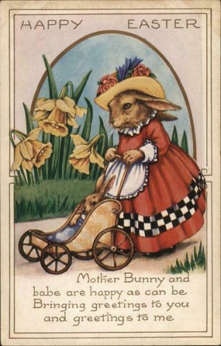 Easter Bunnies Happy Easter Whitney Made Antique Postcard Vintage Post Card