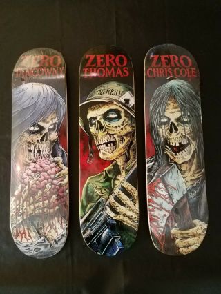 Zero Zombie Set Of 3 Skateboard Decks Rare Nos Tancowny Thomas Cole Vintage