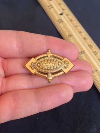Antique Victorian Art Nouveau Scroll C Clasp Deco Pin Brooch Gold Filled 1.  5”