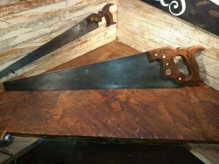 Antique Disston Hand Saw D - 23 Etching 11 Ppi Very Straight.  No Reserv