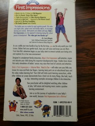 Babys First Impressions Head to Toe [VHS] volume nine educational RARE HTF 2