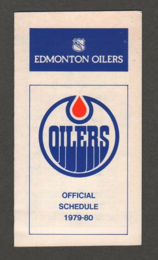 1979 - 1980 Edmonton Oilers Official Pocket Schedule Inaugural Season Rare
