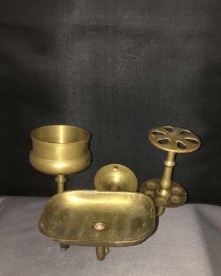 Antique Vintage Brass Victorian Cup,  Toothbrush,  Soap Holder Bathroom Fixture