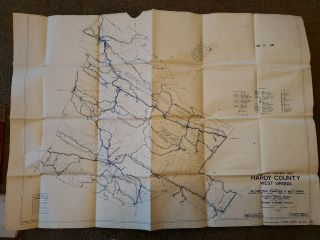 Antique 1937 Hardy County Wv Map - State Road Commission - Not A Reprint