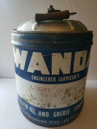 Rare Old Vintage Wanda 5 Gallon Motor Oil Gas Wooden Handle