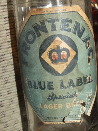 Frontenac Blue Label Special Lager Beer Bottle Montreal Quebec Canada Glass Rare 2