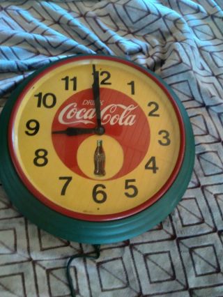 Very Rare 1948 Coca Cola Clock Electric.  Does Not Work Hums.  20 " Around.