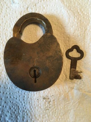 Vintage Antique 1878 W Bohannan Brooklyn Brass Padlock Lock With Key
