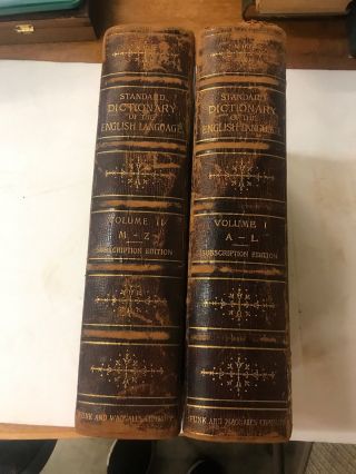Standard Dictionary Of The English Language Vol 1,  2 1901 Book Antique Rare Funk