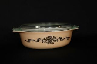 Rare Vintage Pyrex Oval Casserole Dish 045 2 - 1/2 Qt Golden Rose Design With Lid
