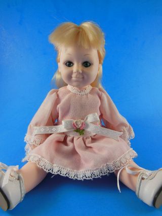 Vintage 1984 Doll By Jesco 10 Inch Blond Hair Blue Eyes Pink Dress