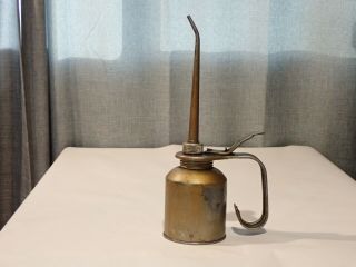 Antique Vintage Eagle Oil Can Oiler Pump Trigger Gold Color