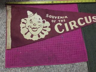 Rare - Vintage Souvenir Of The Circus Felt Flag Pennant Banner - Fast Shipper