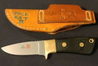 Rare Vintage Al Mar Knives Black Pack Rat Ii Usa Seki - Japan 4 - 5 Leather Sheath