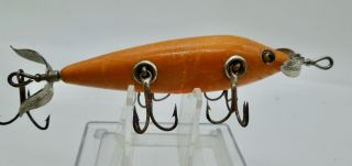 Vintage Rare Heddon 150 Minnow Fishing Lure 5 Hooks Rare Orange Color