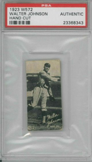 Rare 1923 W572 Walter Johnson Hand Cut Baseball Card Psa Authentic Cd35