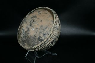 Large Authentic Ancient Sasanian Glass Bowl with Rare shape & Cuttings on Sides 4