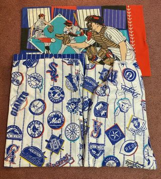 Vintage Mlb Major League Baseball 1994 Twin Bed Sheet Set - Expos Yankees Rare
