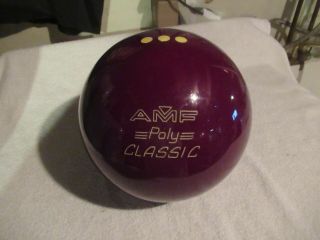 Rare Vintage Amf Poly Classic 3 - Dot Maroon Bowling Ball 16 Pounds Undrilled