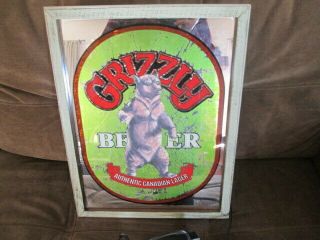Grizzly Beer - Authentic Canadian Lager Lighted Mirror Framed Sign Vintage Rare