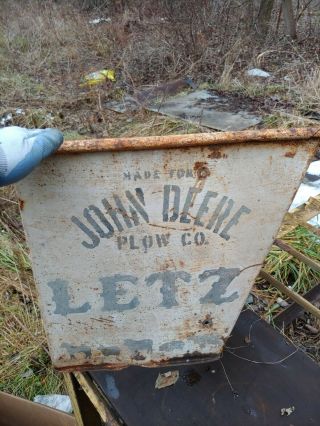 Rare 1920s Vintage John Deere Lentz Farm Tractor Plow Gas Oil Garage Sign 4 Side
