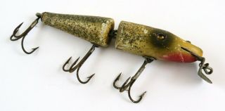 Creek Chub Bait Jointed Pikie Glass Eye Wood Vintage Fishing Lure,  Silver Flash