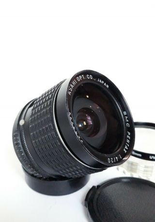 Rare Asahi Smc Pentax 20mm F/4 Wide Angle K Mount,  Filter & Tamron Lens Hood