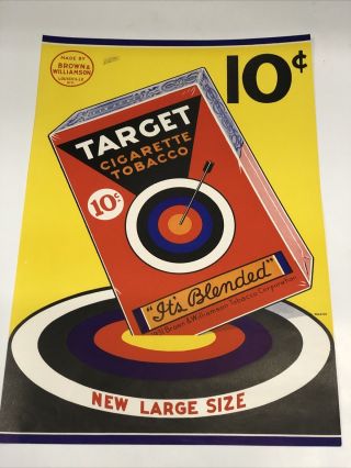 Rare Vintage Target Large Size Smoking Pipe Tobacco Advertsing Poster 18” X 12”