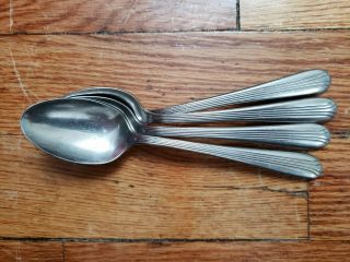 4 Antique Vintage Collectable Silco Stainless Steel Tea Spoons 6 " - Usa