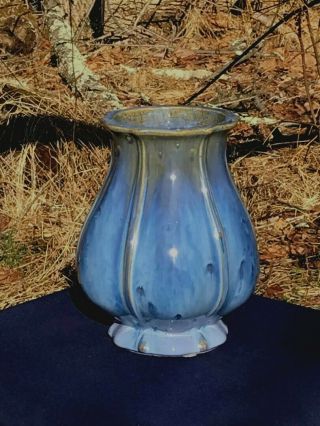 Rare Fulper Arts & Crafts Tulip Vase With Blue Flambe Glaze.  Grueby