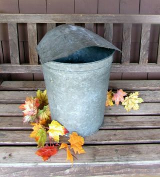 Tall Vintage Vermont Maple Sap Bucket,  Cover Country Farmhouse Fall & Holidays