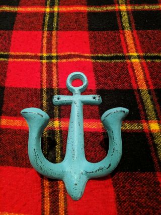 Antique/vintage Style Heavy Cast Iron 8.  5 " Anchor Wall Hook Coat Hanger Nautical
