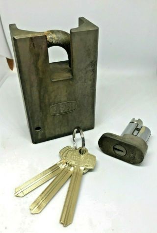 Rare Best Access Systems 91b Old Logo High Security Padlock Solid Stain.  Steel