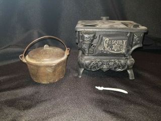 Antique Cast Iron Child Stove & Hot Pot Wagner Ware Salesman Sample