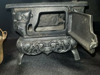 Antique Cast Iron Child Stove & Hot Pot WAGNER WARE Salesman Sample 3