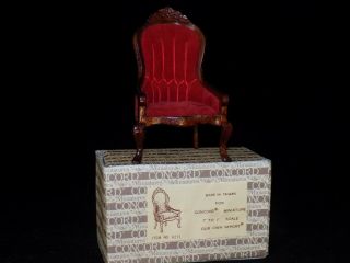 Concord Victorian Gents Chair - 6271 - Red Velvet & Dark Walnut -