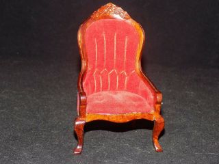 Concord Victorian Gents Chair - 6271 - Red Velvet & Dark Walnut - 3