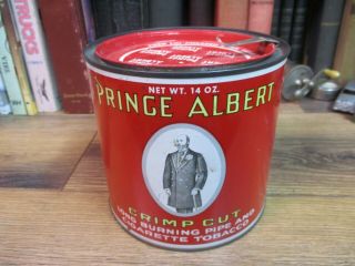 Vintage Empty Prince Albert Pipe & Cigarette Tobacco Round 14 Oz Tin Can Antique