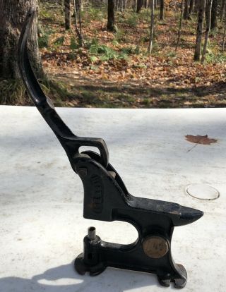 Antique Cast Iron Best Yet Hand Rivet Grommet Press Leather Tool Mini Anvil