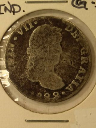 1822 - Go Jm 2 Reales Silver Coin Mexico (colonial - Fernando Vii) Rare Km - 93.  3