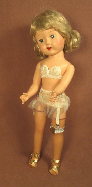 Vintage Hard Plastic Doll - 14 " - Blonde - In Great Undies - Marked Made In Usa