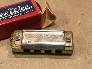 Vtg Antique Toy Pee Wee Miniature Harmonica Made In Occupied Japan 1 - 1/2 " Q312a