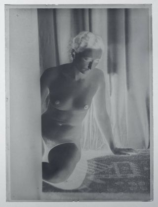 RARE vintage 1920s nude,  glass negative,  6 1/2 