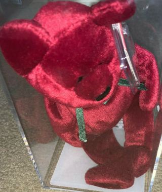 Rare Authenticated Ty 2nd Gen Face Cranberry Teddy Beanie Baby